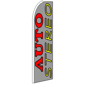 Auto Stereo - Grey Advertising Feather Flag Banner Auto Stereo - Grey Advertising Feather Flag Banner