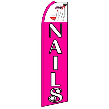 Nails - Pink Advertising Feather Flag Banner