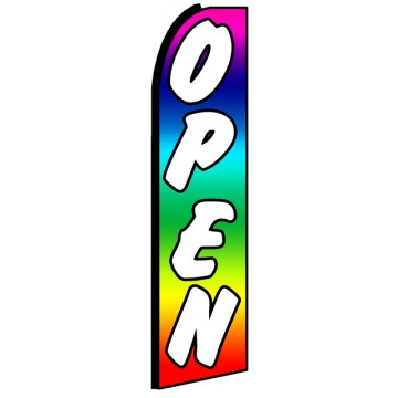 Open - Rainbow Advertising Feather Flag Banner